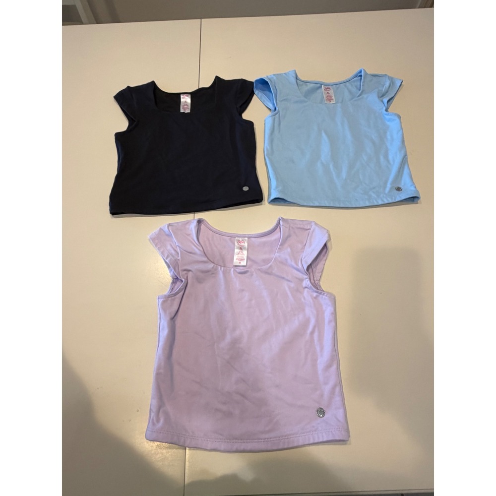 Justice Girls 3 bundle Scoop Neck Short Sleeve Tops Black Blue Lavender Size 7/8